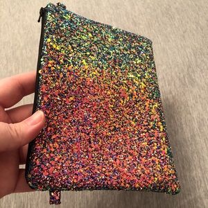 Rainbow Glitter Iridescent Small Zipper Clutch Bag